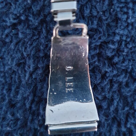 Vintage 1970s Navajo Native American C. Lee Signed Sterling Silver Watch Band - Picture 4 of 13